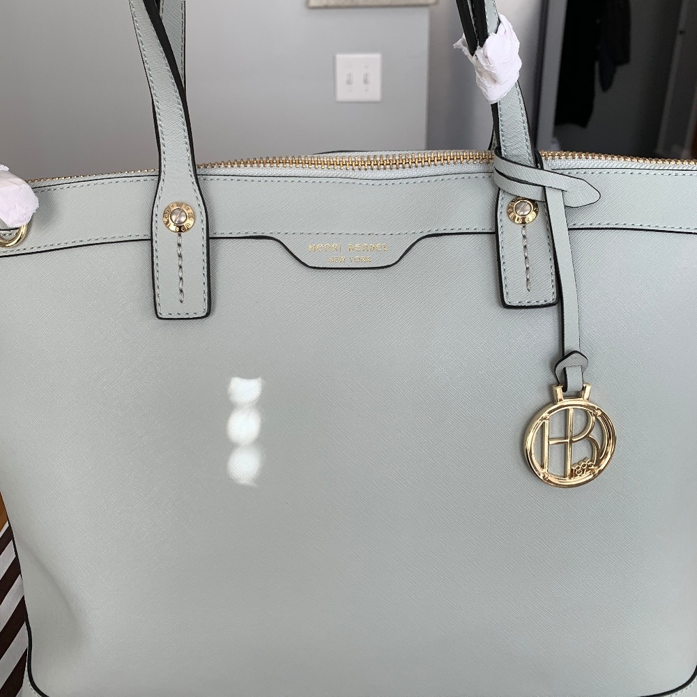 Henri Bendel West 57 blue/grey large satchel